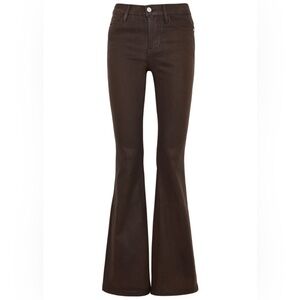 Gently used FRAME Le High Flare expresso coated dark brown flared pants jeans 28